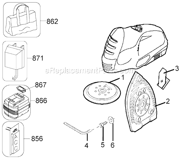Page A Diagram and Parts List for BDS1802G Type 1 Black and Decker Sander Polisher